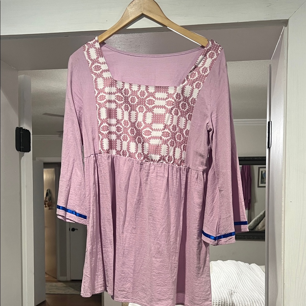 Women's Pink Embroidered Top